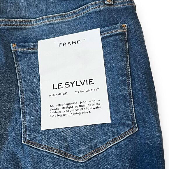 NWT FRAME Jeans Le Sylvie High Rise Slender Straight 31 Distressed Swoon Wash - Picture 13 of 13